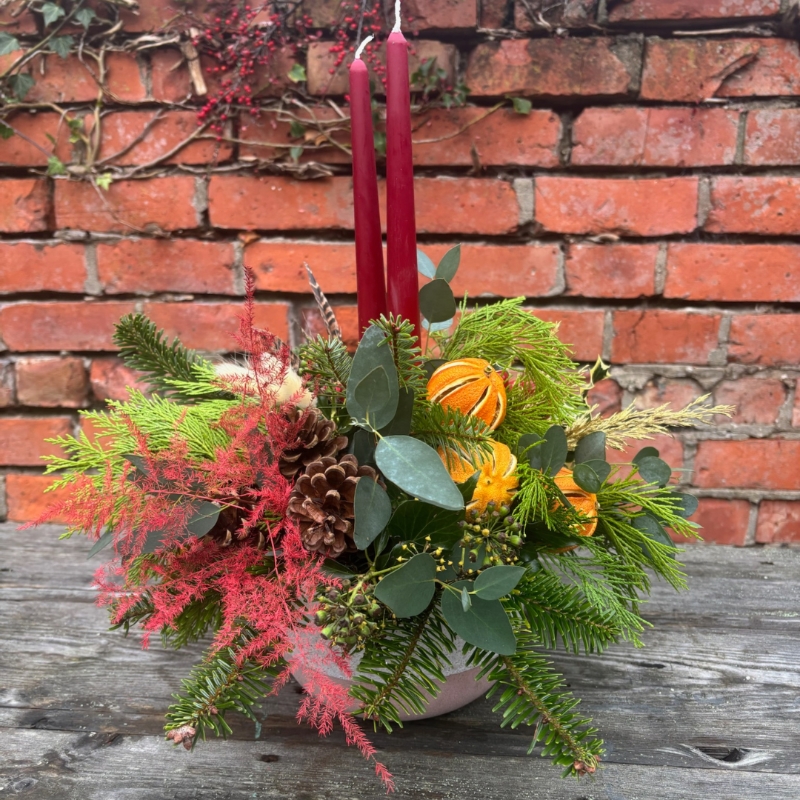 Christmas Table Arrangement with Candles 