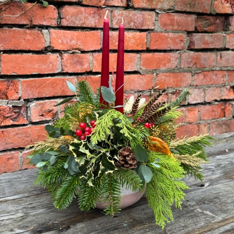 Christmas Table Arrangement with Candles 