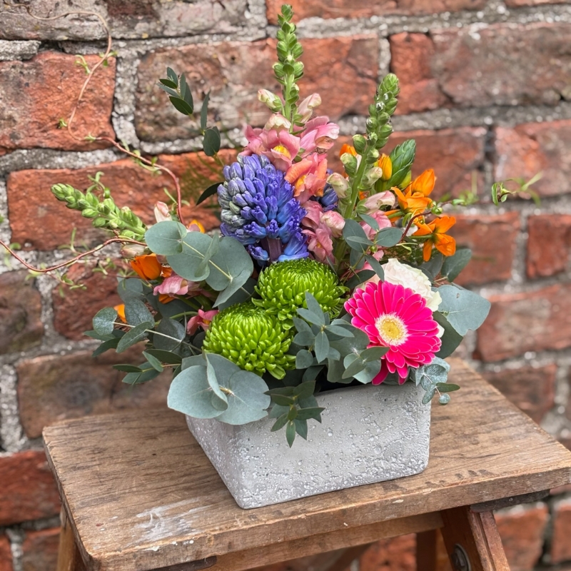 Modern & colourful flower arrangement 