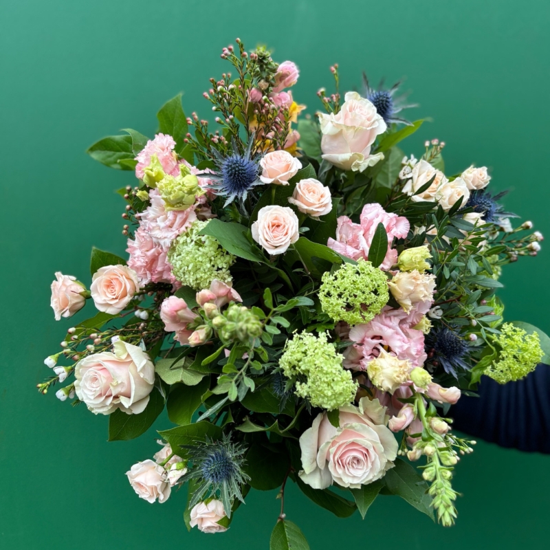 A Valentine's Day bouquet featuring soft pink roses for delivery in Darlington, Yarm, Stockton and Middlesbrough on the 14th February 