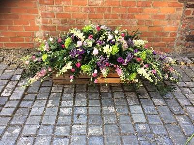 Pink, purple and Green Coffin Spray